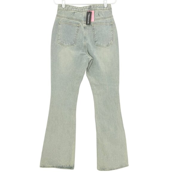 Pretty Little Thing Women's Vintage Blue Seam Detail Flared Denim Jeans Sz 6 NWT - Picture 2 of 11